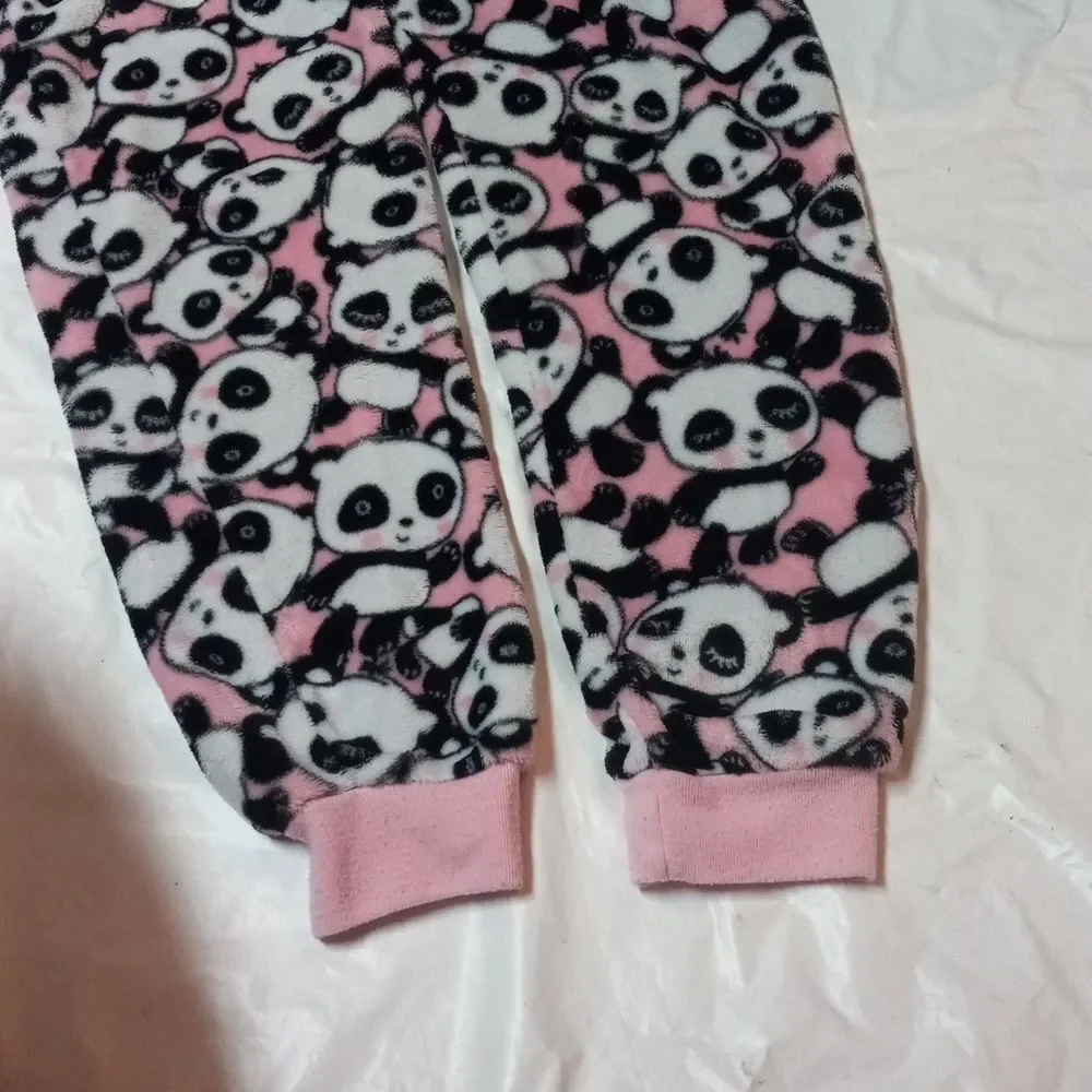 The Children's Place Pajamas Footed Fleece Size L10/12 Panda Bear Girl's